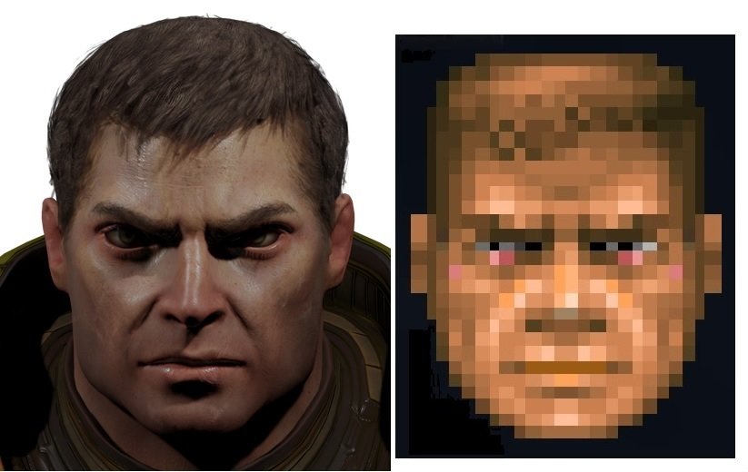 Гг дума. Doomguy без шлема 2016.