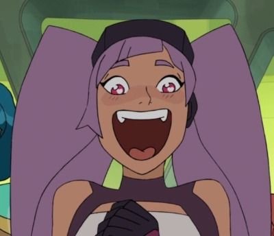 Entrapta with an open-mouthed smile