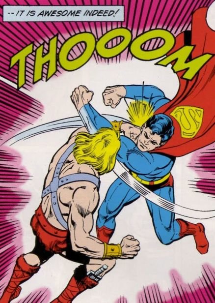 He-Man and Superman punching each other